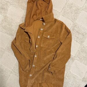 Brown Corduroy Hooded Jacket